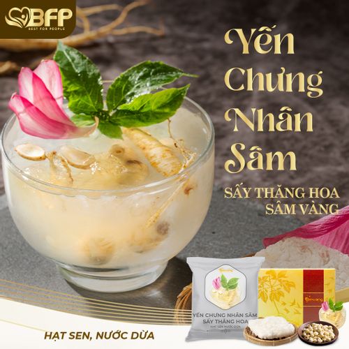 Yến Chưng Nhân Sâm Sấy Thăng Hoa Sâm Vàng (Hạt sen nước dừa) 10g