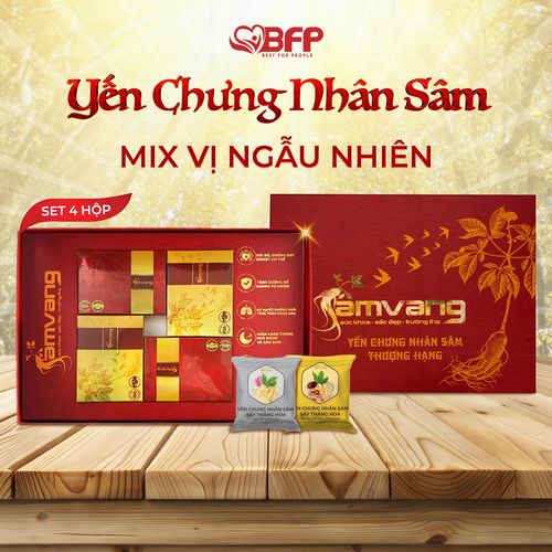 Yến Chưng Nhân Sâm Sấy Thăng Hoa BFP (4 hộp x 10g vị ngẫu nhiên)