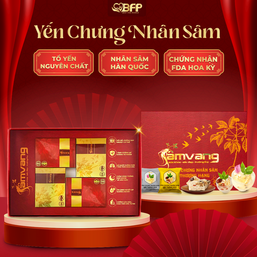 Set 4 Hộp Yến Chưng Nhân Sâm Sấy Thăng Hoa Sâm Vàng (2 Táo đỏ hạt sen 2 Hạt sen nước dừa) hộp 10g