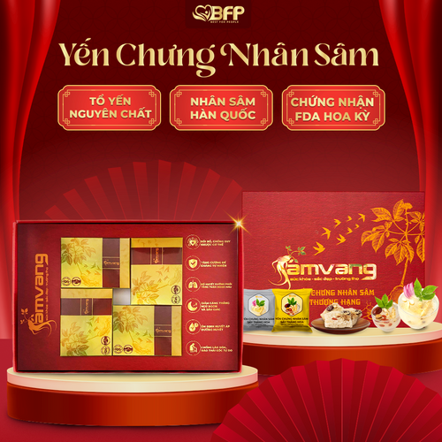 Yến Chưng Nhân Sâm Sấy Thăng Hoa Sâm Vàng (Hạt sen nước dừa) 10g x 4 Hộp